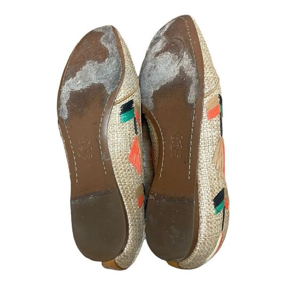 Tory Burch Neural Tan Raffia Straw Flats Size 9.5 Classic Beach Coast EUC - Picture 3 of 8